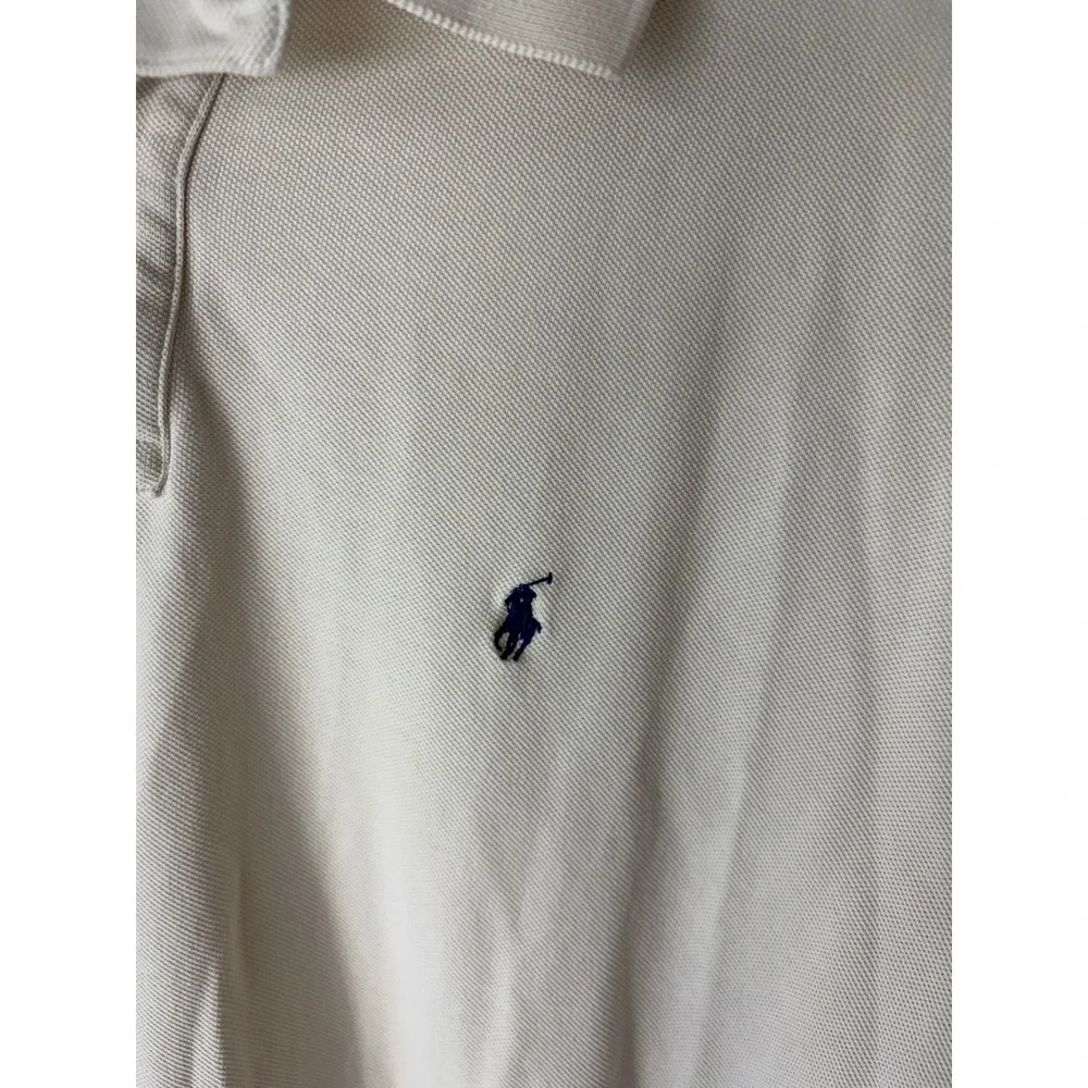 Polo Ralph Lauren Mens XL Cream Off White Short Sleeve Pique Cotton Polo Shirt